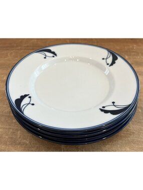 Dansk Flora Bayberry Blue White 7” Bread Plates Made in Japan  - Set of 4